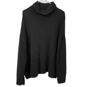 24/7 Split-Hem Stripe Turtleneck Sweater - Black  XL